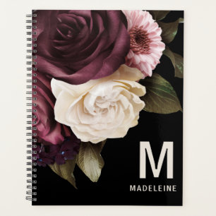 Dark Floral Personalized  Planner
