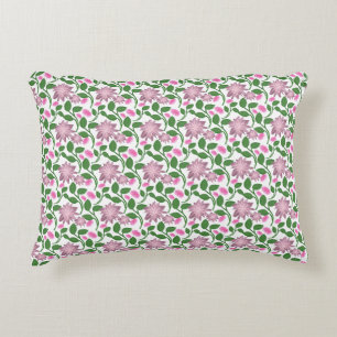 Dark Floral Seamless Pattern Pink Flowers Green Le Accent Pillow