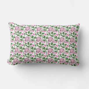 Dark Floral Seamless Pattern Pink Flowers Green Le Lumbar Pillow