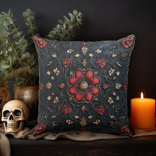Dark Floral Throw Pillow