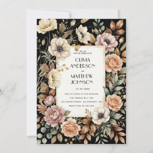 Dark Floral Wedding Invitation Template