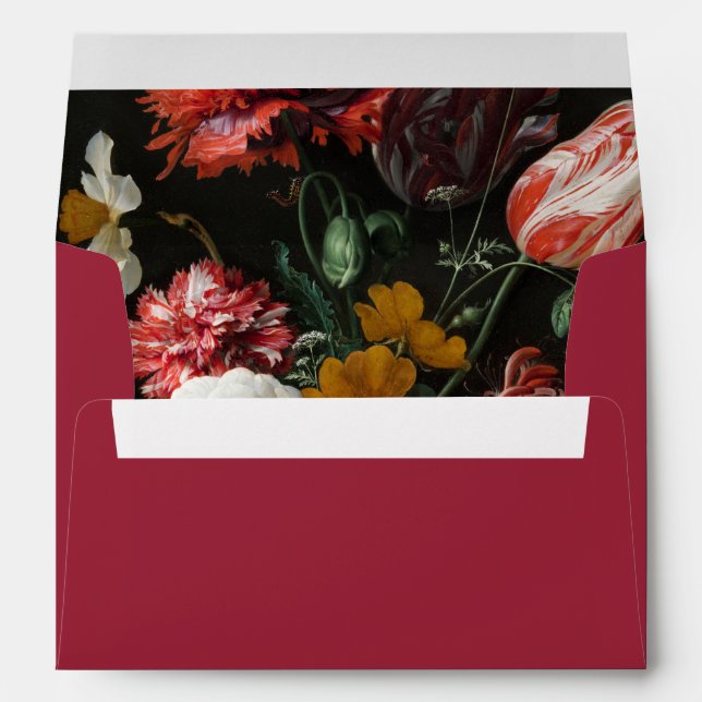 Dark Floral Wedding Red Envelope Liner (Back (Bottom))