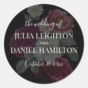Dark Florals Classic Round Sticker