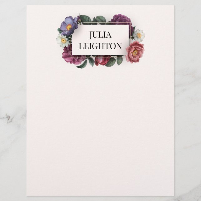 Dark Florals Letterhead (Front)