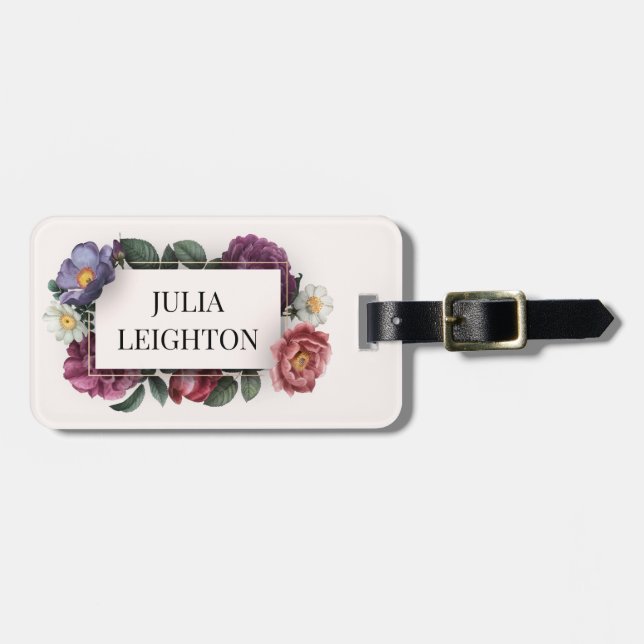 Dark Florals Luggage Tag (Front Horizontal)