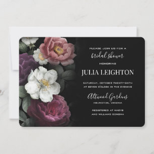 Dark Florals Modern Bridal Shower Invitation