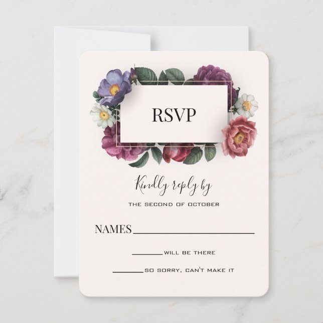 Dark Florals Reply Card (Front)