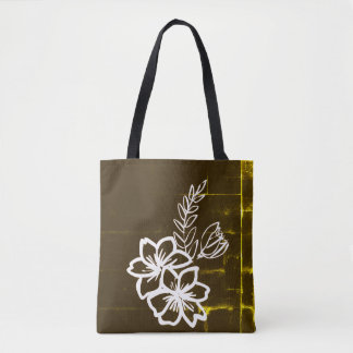 Dark flower design tote bag