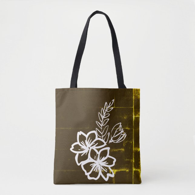Dark flower design tote bag (Front)