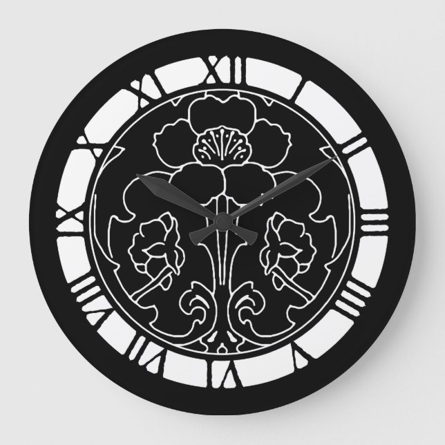 Dark Flower Motif Large Clock (Front)
