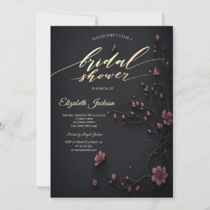 Dark Flowers Gothic Bridal Shower  Invitation