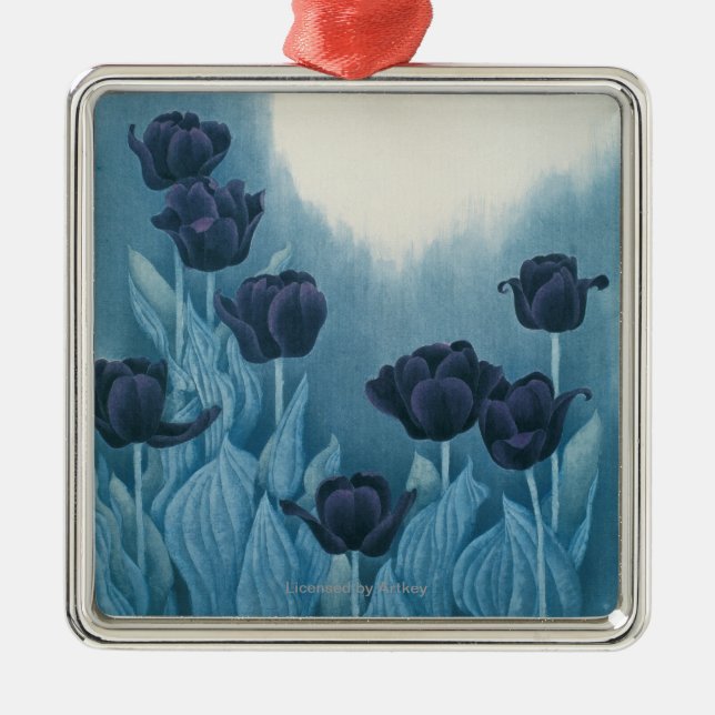 Dark Flowers Metal Ornament (Front)