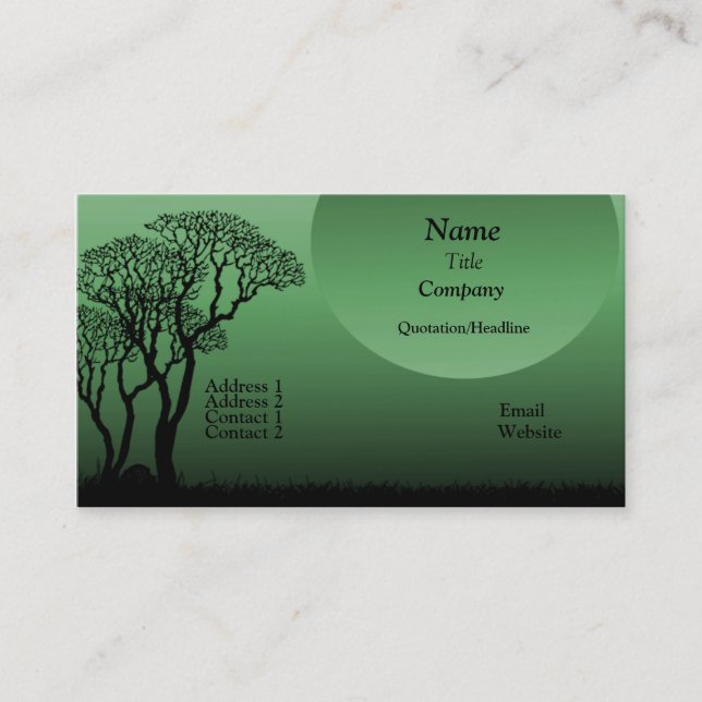 Dark Forest Business Card, Forest Green Card (Front)
