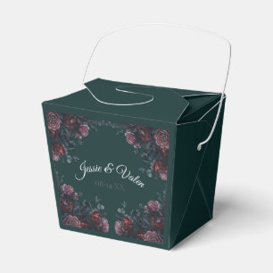 Dark Forest Green Elegant Wedding Maroon Mauve Favor Box