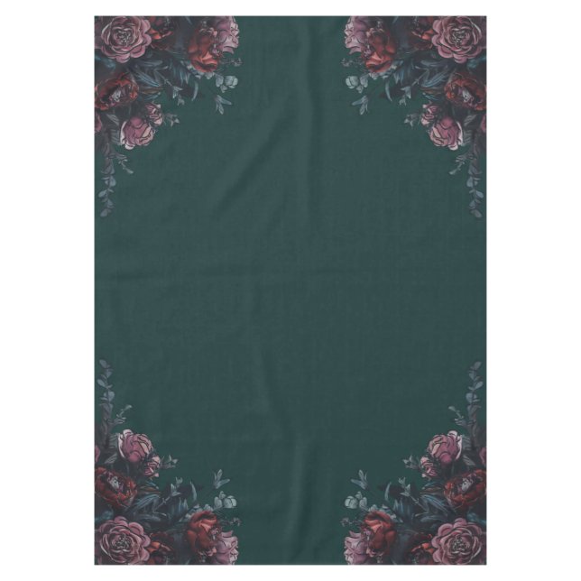 Dark Forest Green Elegant Wedding Maroon Mauve Tablecloth (Front)