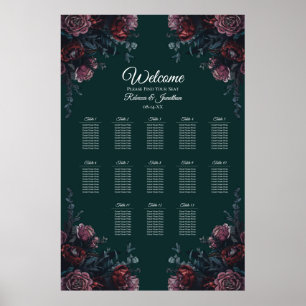 Dark Forest Green Elegant Wedding Seating Chart