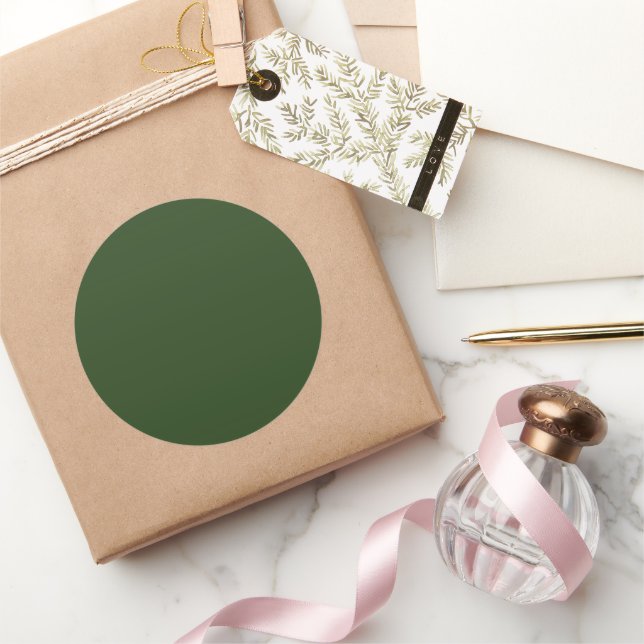 Dark Forest Green Large Round Sticker (Gifting)