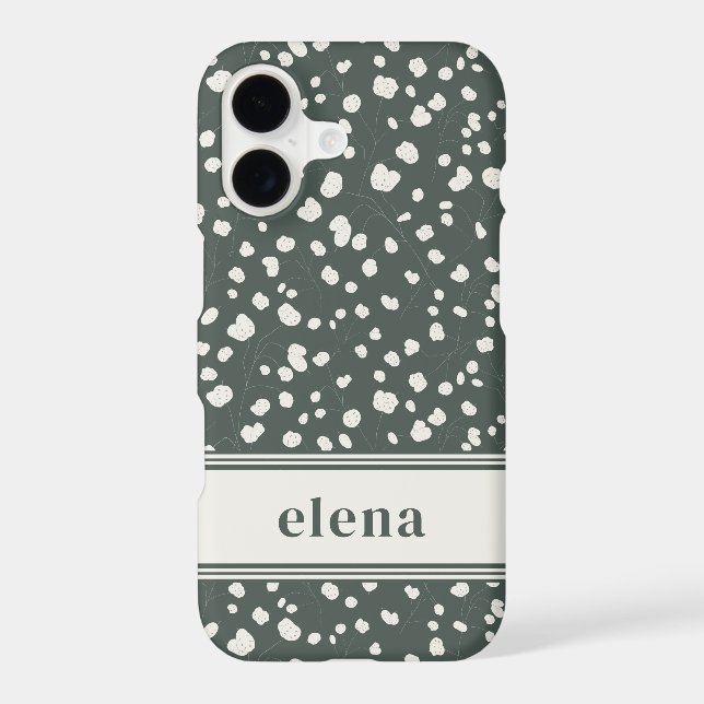 Dark Forest Green Lunaria Botanical Personalized (Verso)