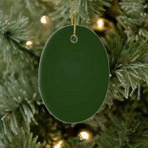 Dark Forest Green Oval Ceramic Ornament