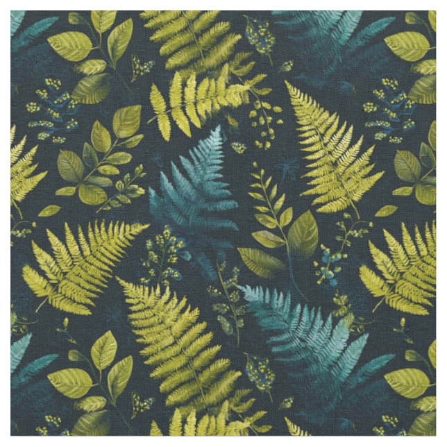 Dark Forest Leaf Scatter Fabric (Close Up)