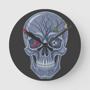 DARK FOREST SKULL ROUND CLOCK