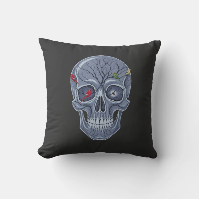 DARK FOREST SKULL THROW PILLOW (Front)