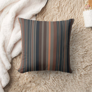 Dark Forest Woodlands Stripes Design Throw Pillow
