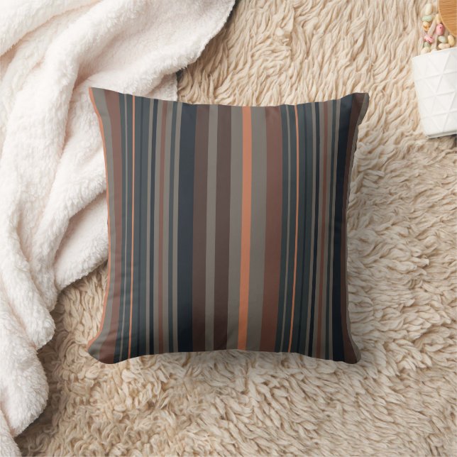 Dark Forest Woodlands Stripes Design  Throw Pillow (Blanket)