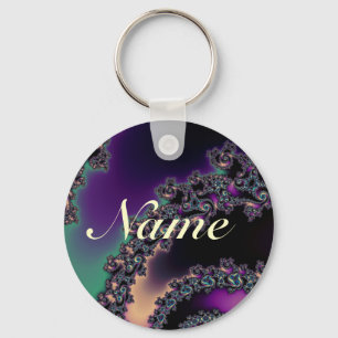 Dark Fractal Personalized Keychain