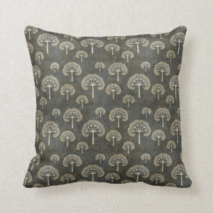 Dark Fractal Tree Pattern Throw Pillow