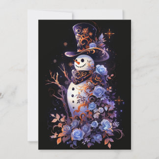 Dark Frosty Blue Christmas Cards