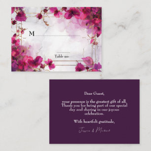 💍Dark Fuchsia Enchantment Watercolor  Place Card