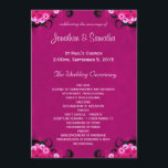 Dark Fuchsia Floral Flat Wedding Program Template<br><div class="desc">© Sunny Mars Designs - Floral Hibiscus: Deep Dark Fuchsia Magenta Wedding Program Flat Card - This fully customizable custom wedding program template features an illustration of a dark pink,  purple or fuschia hibiscus floral decoration.  Personalize it by adding your wedding party and wedding ceremony details.</div>