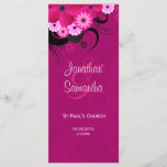 Dark Fuchsia Floral Wedding Program Template Card<br><div class="desc">© Sunny Mars Designs - Floral Hibiscus: Deep Dark Fuchsia Magenta Wedding Program Rackcards - This fully customizable custom wedding programme template features an illustration of a dark pink,  purple or fuschia swirly hibiscus floral decoration.  Personalize it by adding your wedding party and wedding ceremony details.</div>