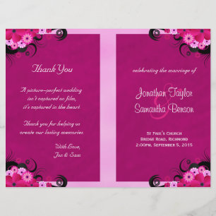 Dark Fuchsia Floral Wedding Program Templates