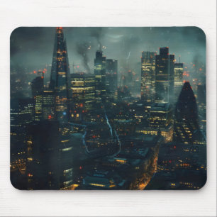 Dark Futuristic Stormy City  Mouse Pad