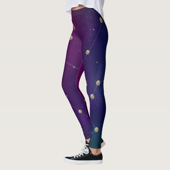Dark Galaxy Constellation Faux Gold  Leggings (Left)