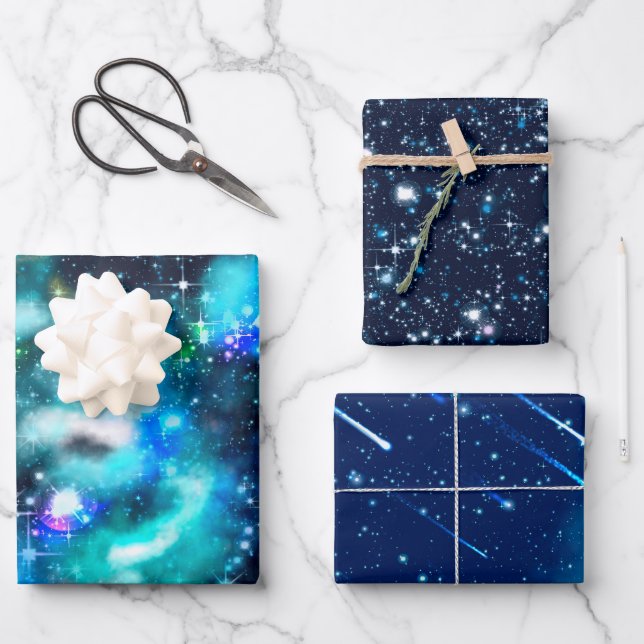 Dark Galaxy Stars Universe Wrapping Paper Sheet (Front)