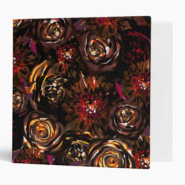 Dark Garden Autumn Glow Flowers Fall  Binder (Front/Inside)
