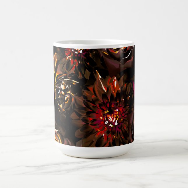 Dark Garden Autumn Glow Flowers Fall Coffee Mug (Center)