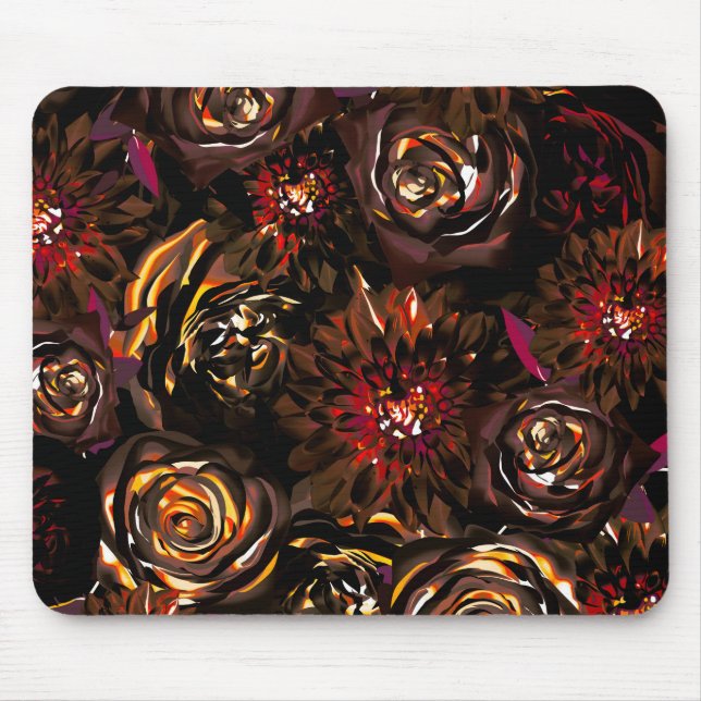 Dark Garden Autumn Glow Flowers Fall  Mouse Pad (Front)