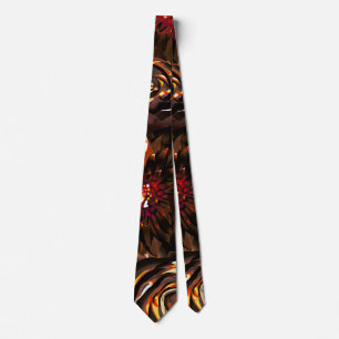 Dark Garden Autumn Glow Flowers Fall  Neck Tie
