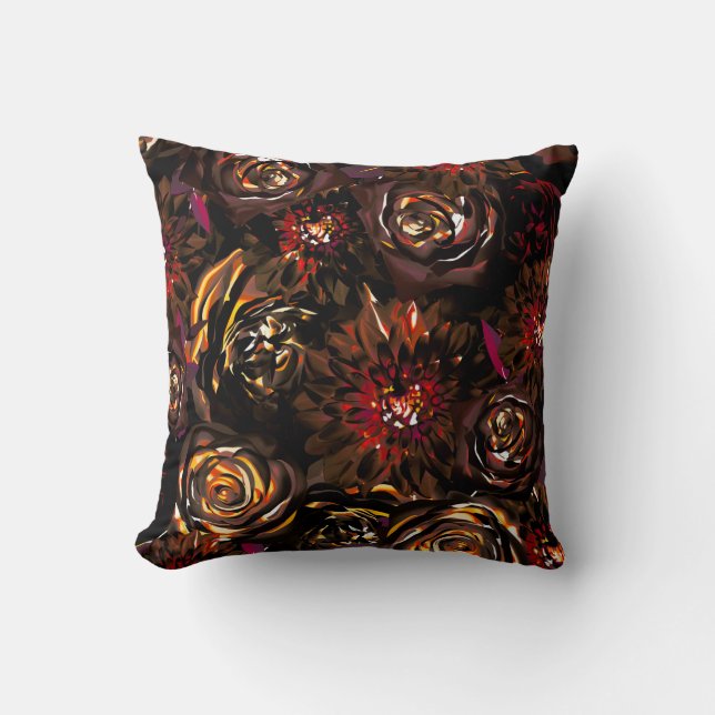 Dark Garden Autumn Glow Flowers Fall Wedding   Throw Pillow (Front)