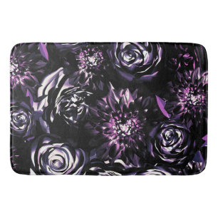 Dark Garden Bewitching Purple Glam Flowers Bath Mat