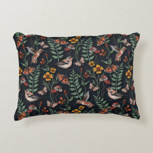 Dark Garden Birds & Butterflies Accent Pillow