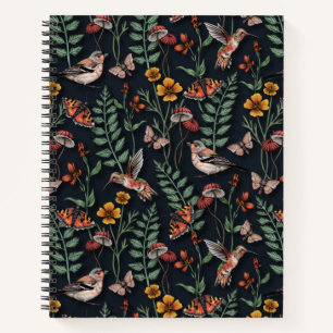 Dark Garden Birds & Butterflies Notebook