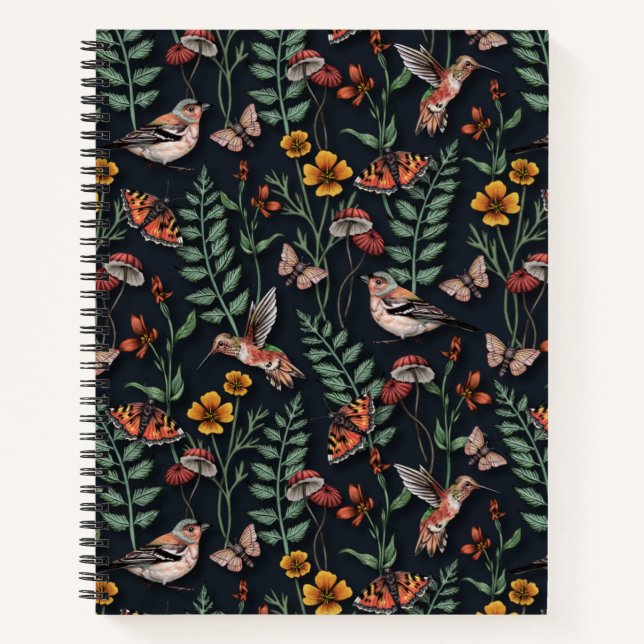 Dark Garden Birds & Butterflies Notebook (Front)