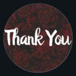 Dark Garden Red Romantic Flowers Gothic Wedding Classic Round Sticker<br><div class="desc">Matching items available.</div>