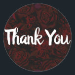 Dark Garden Red Romantic Flowers Gothic Wedding Classic Round Sticker<br><div class="desc">Matching items available.</div>