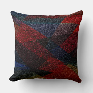Dark Geometric Leather Look Throw Pillow